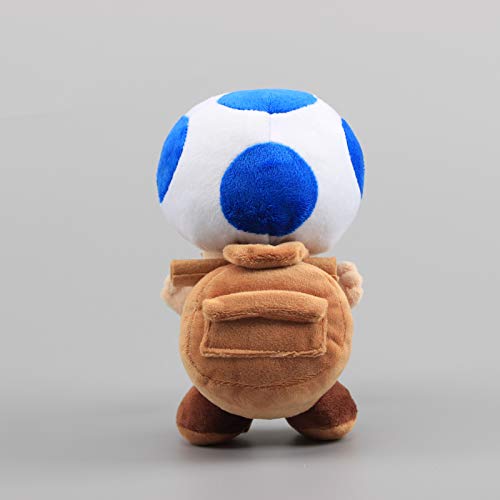 uiuoutoy Super Mario Bros Toad Toadette Juguetes de peluche rellenos suaves de setas azules y rosadas para niños, juego de regalo de 2 piezas