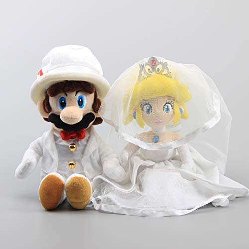 uiuoutoy Super Mario Odyssey Bros Peluche Juguetes Vestido De Novia Bowser Koopa Mario Peach Princess Muñecas Regalo (Mario & Peach Princess)