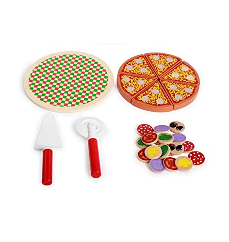 Ulalaza Juguetes de Chef de Cocina de simulación de Pizza de Madera Juguete de imaginación Juego para Regalos de niño niña