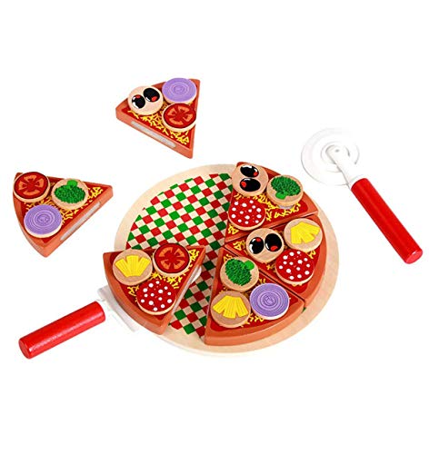 Ulalaza Juguetes de Chef de Cocina de simulación de Pizza de Madera Juguete de imaginación Juego para Regalos de niño niña