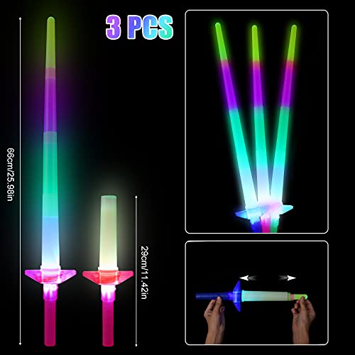 Ulikey Espada Láser de Juguete, 3 Piezas Juguete de Luminosos, Fiesta Luminoso Juguetes, Juguetes Luminosos con LED, LED Niños Fiesta Luminoso Juguetes, Cumpleaños para Fiestas Favores (3 Pcs)