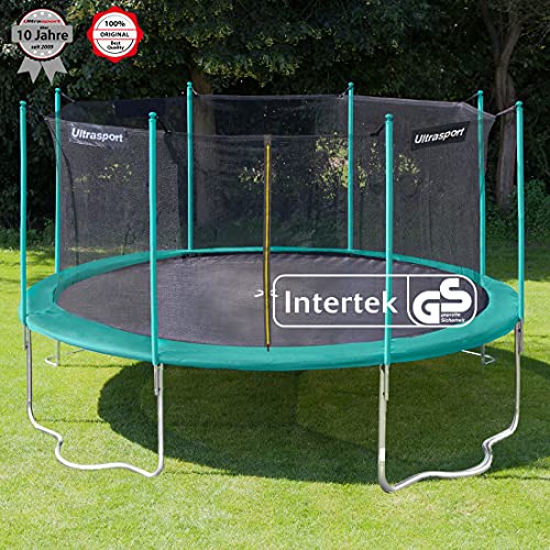 Ultrasport Cama elástica de jardín Uni-Jump Trampolín Infantil, certificación Intertek GS, con Superficie de Salto, Red de Seguridad, Unisex Niños, Verde, 430 cm