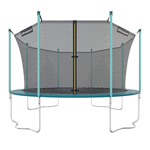 Ultrasport Cama elástica de jardín Uni-Jump Trampolín Infantil, certificación Intertek GS, con Superficie de Salto, Red de Seguridad, Unisex Niños, Verde, 430 cm