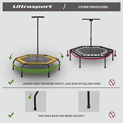 Ultrasport Cama elástica fitness, manillar estable y suspensión con cuerdas de goma para la máxima seguridad, aparato deportivo adecuado para el hogar, amarillo