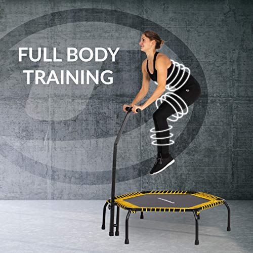 Ultrasport Cama elástica fitness, manillar estable y suspensión con cuerdas de goma para la máxima seguridad, aparato deportivo adecuado para el hogar, amarillo