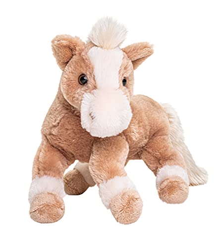 Uni-Toys - Caballo marrón Claro, Tumbado - 28 cm (Longitud) - Animal de Granja - Animal de Peluche.