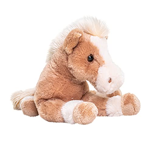 Uni-Toys - Caballo marrón Claro, Tumbado - 28 cm (Longitud) - Animal de Granja - Animal de Peluche.