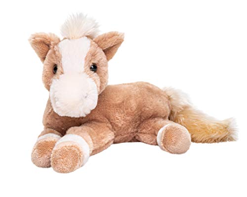 Uni-Toys - Caballo marrón Claro, Tumbado - 28 cm (Longitud) - Animal de Granja - Animal de Peluche.