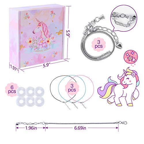 Unicornio Pulsera para niña Kit de fabricación de Joyas para niña Kit para Hacer Joyas para niñas, Kits para Hacer Pulseras con dijes Colgantes Cuentas Cadenas, Juegos de artesanías para niños