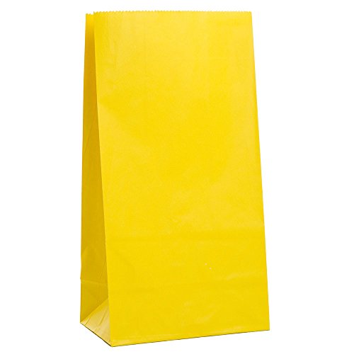 Unique Party- Paquete de 12 bolsas de regalo de papel, Color amarillo (59000)