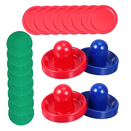 Unomor Air Hockey - Juego de 4 arandelas de Hockey sobre aire para objetos, paletas de repuesto, disfraz para mesas de juegos (4 pulsadores 8 rojas, arandelas)