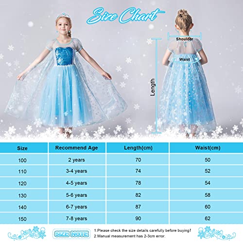 URAQT Disfraz de Elsa Anna para Niñas, Disfraz de Elsa Disfraz de Princesa, para Fiesta de Disfraces de Cosplay, Bodas, Halloween