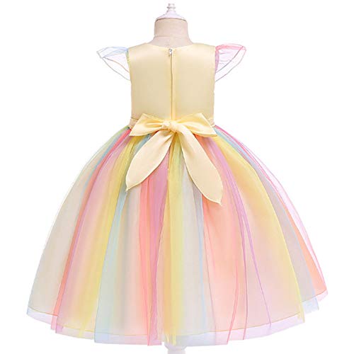 URAQT Disfraz Unicornio Niña, Vestidos Unicornio Niña, Disfraz de Princesa, para Fiesta de Cosplay, Boda, Partido,Vestido de Princesa 110 cm