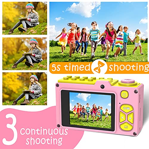 Ushining Cámara Digital para Niños, Selfie Video Camara para Niños con Pantalla de 2 Pulgadas, Camara Fotos Infantil con Tarjeta Micro SD de 32 GB, Regalos Juguete para 3 a 12 Años Niños y Niñas