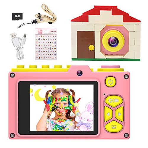 Ushining Cámara Digital para Niños, Selfie Video Camara para Niños con Pantalla de 2 Pulgadas, Camara Fotos Infantil con Tarjeta Micro SD de 32 GB, Regalos Juguete para 3 a 12 Años Niños y Niñas