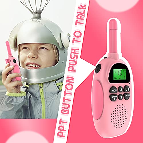 Ushining Walkie Talkie para Niños, Walkie Talkie Recargable con Radio de 2 vías 16 Canales Función VOX 10 Tonos de Llamada LCD Retroiluminado Linterna, Regalo para Niños y Niñas