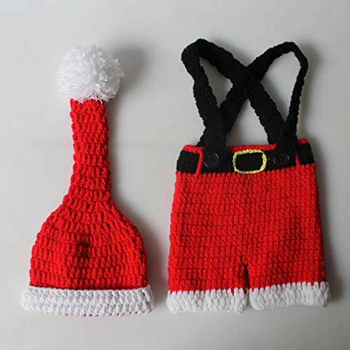 VALICLUD Accesorios de Fotografía de Bebé Recién Nacido Bebé Infantil Traje de Santa Claus Traje de Navidad Crochet Hecho a Mano