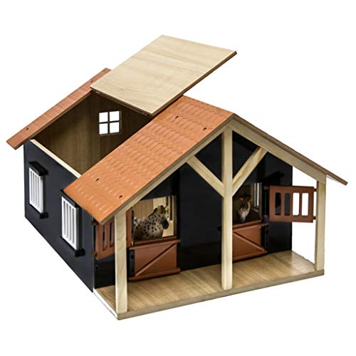 Van Manen Kids Globe Farming 610167 - Establo para Caballos (Madera, Escala 1:24, con 2 Cajas, Taller, Techo y Puertas móviles)