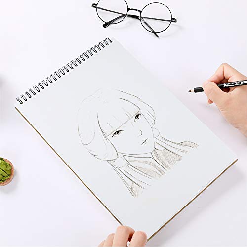 VEESUN Bloc de Dibujo A4, 2pcs Cuaderno de Dibujo Bonitos Sketchbook con Tapa Dura 30 Hojas, DIY Libros de Visitas para Escribir Dibujo Adecuado para Lápiz Acuarela Dibujo Escritura, 160 gsm