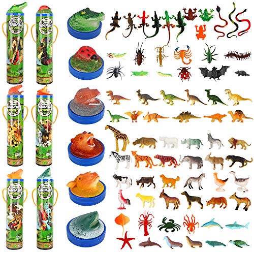 Veluoess 6 Paquetes Animales de Juguete, Animales de Juguete Salvajes Figuras Animales de Mundo Zoológico Conjunto de Juguetes de Animales de Granja Regalos para Niños 3+