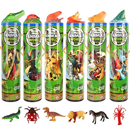 Veluoess 6 Paquetes Animales de Juguete, Animales de Juguete Salvajes Figuras Animales de Mundo Zoológico Conjunto de Juguetes de Animales de Granja Regalos para Niños 3+