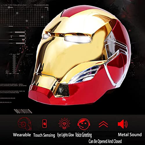 Vengadores Iron Man Casco Máscara Halloween Película Cosplay Disfraz Accesorios Casco Portátil, Gold Iron Man Helmet Mask 1: 1 MK85