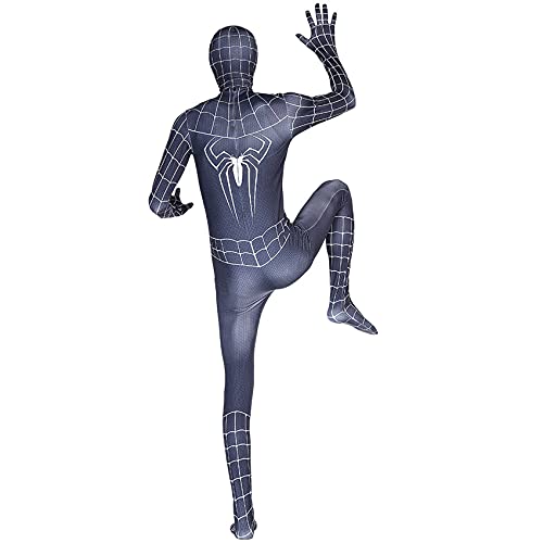 Venom Cosplay Disfraz Niños Spider-Man Mono Halloween Onesies Niño Trajes de superhéroe Medias de Juego de simulación Body de Carnaval Lycra Spandex Zentai,Black-Kids/M/105~115cm