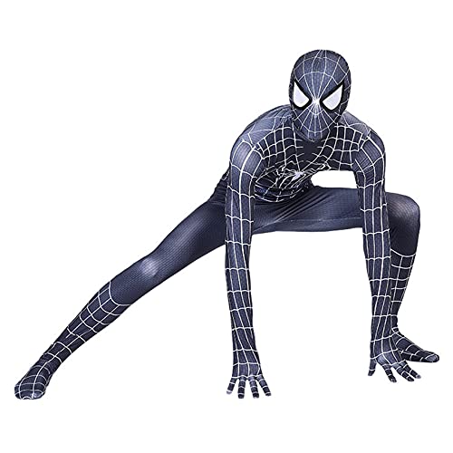 Venom Cosplay Disfraz Niños Spider-Man Mono Halloween Onesies Niño Trajes de superhéroe Medias de Juego de simulación Body de Carnaval Lycra Spandex Zentai,Black-Kids/M/105~115cm