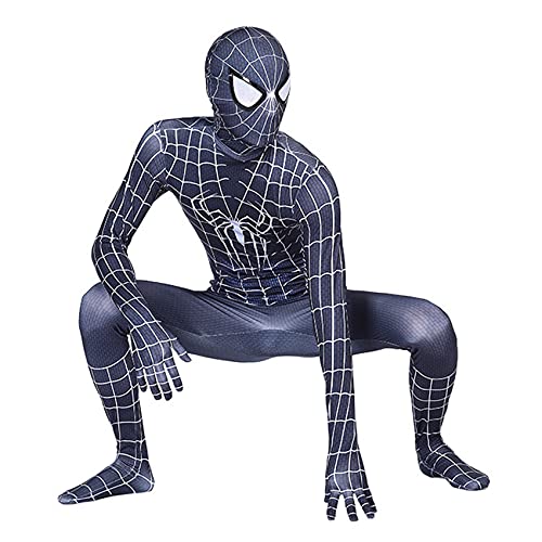 Venom Cosplay Disfraz Niños Spider-Man Mono Halloween Onesies Niño Trajes de superhéroe Medias de Juego de simulación Body de Carnaval Lycra Spandex Zentai,Black-Kids/M/105~115cm