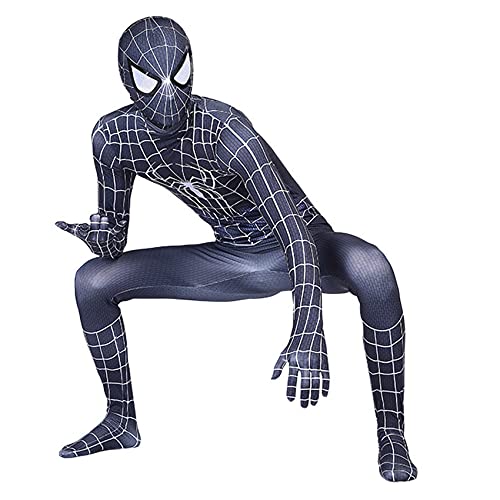 Venom Cosplay Disfraz Niños Spider-Man Mono Halloween Onesies Niño Trajes de superhéroe Medias de Juego de simulación Body de Carnaval Lycra Spandex Zentai,Black-Kids/M/105~115cm