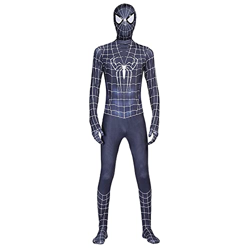 Venom Cosplay Disfraz Niños Spider-Man Mono Halloween Onesies Niño Trajes de superhéroe Medias de Juego de simulación Body de Carnaval Lycra Spandex Zentai,Black-Kids/M/105~115cm