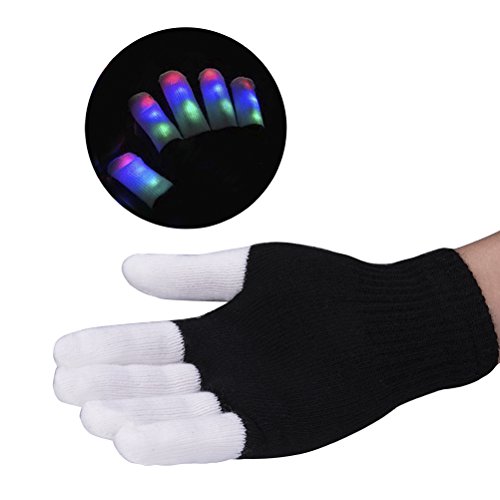 Vicloon - Guantes LED con Iluminación de Invierno de Centella Resplandor Baile en el Noche Guantes 7 Modes de Luces para Carnaval Fiestas y Disfraces