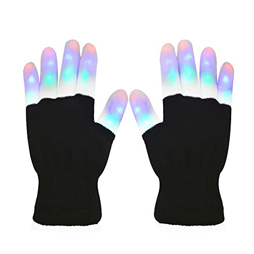 Vicloon - Guantes LED con Iluminación de Invierno de Centella Resplandor Baile en el Noche Guantes 7 Modes de Luces para Carnaval Fiestas y Disfraces