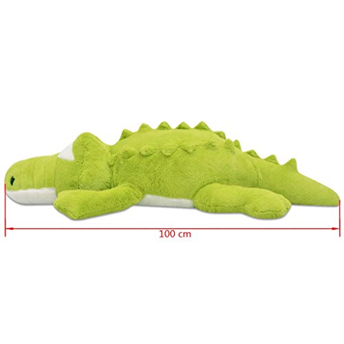 vidaXL Cocodrilo de Peluche Gigante XXL 100 cm Verde Animal Grande de Juguete