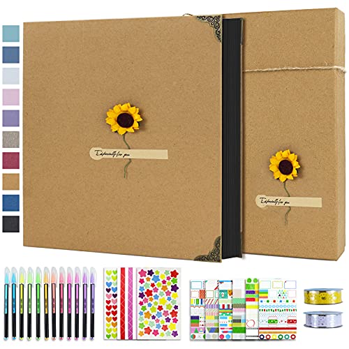 Vienrose Album de Fotos 10x15 Scrapbook con Espiral (60 Páginas Negra) Pegar y Escribir DIY Scrapbooking Álbum de Recortes para Familia Bebé, Aniversario Bodas, Vacaciones, 30x30 cm