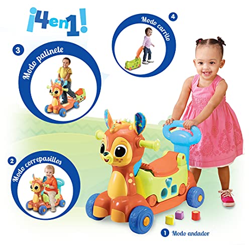 VTech Pradera la cervatilla correpasillos, Andador Interactivo para Aprender a Caminar-Juguete bebés +1 año-Versión ESP (3480-527722), Color