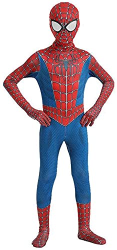 Waeihh Disfraz infantil de Spiderman en 3D, anime, traje para niños, accesorio para fiestas, Halloween, carnaval, cosplay, superhéroe, licra, mono (130 ~ 140 cm, azul)