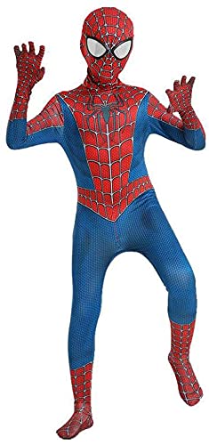 Waeihh Disfraz infantil de Spiderman en 3D, anime, traje para niños, accesorio para fiestas, Halloween, carnaval, cosplay, superhéroe, licra, mono (130 ~ 140 cm, azul)