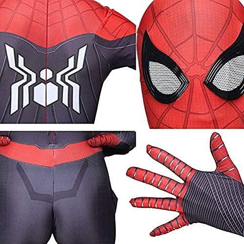 Waeihh Disfraz infantil de Spiderman en 3D, anime, traje para niños, accesorio para fiestas, Halloween, carnaval, cosplay, superhéroe, licra, mono (90 ~ 100 cm, rojo)