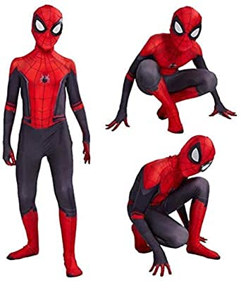 Waeihh Disfraz infantil de Spiderman en 3D, anime, traje para niños, accesorio para fiestas, Halloween, carnaval, cosplay, superhéroe, licra, mono (90 ~ 100 cm, rojo)