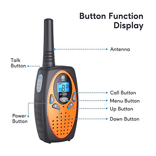 Walkie Talkie PMR446 16 Canales Función VOX Rango de 3KM 10 Tonos de Llamada con LCD Retroiluminada Walky Talky,Regalos para Actividades Externas, Camping