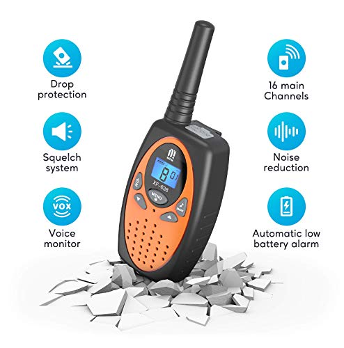 Walkie Talkie PMR446 16 Canales Función VOX Rango de 3KM 10 Tonos de Llamada con LCD Retroiluminada Walky Talky,Regalos para Actividades Externas, Camping