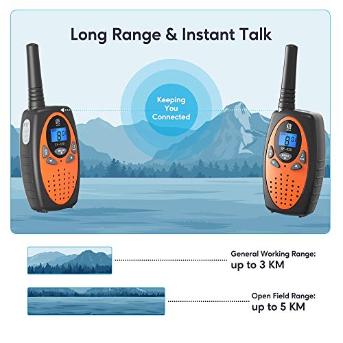 Walkie Talkie PMR446 16 Canales Función VOX Rango de 3KM 10 Tonos de Llamada con LCD Retroiluminada Walky Talky,Regalos para Actividades Externas, Camping