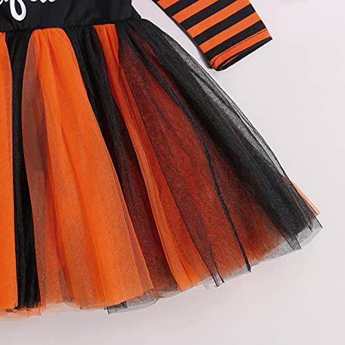 WangsCanis Disfraz de Halloween para niña, disfraz de Halloween para niña, vestido de calabaza, ropa de bebé, Halloween, vestido de princesa., negro B, 2-3 Años