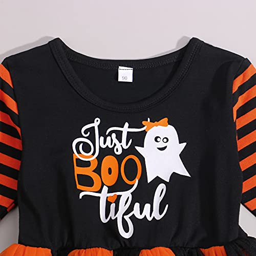 WangsCanis Disfraz de Halloween para niña, disfraz de Halloween para niña, vestido de calabaza, ropa de bebé, Halloween, vestido de princesa., negro B, 2-3 Años