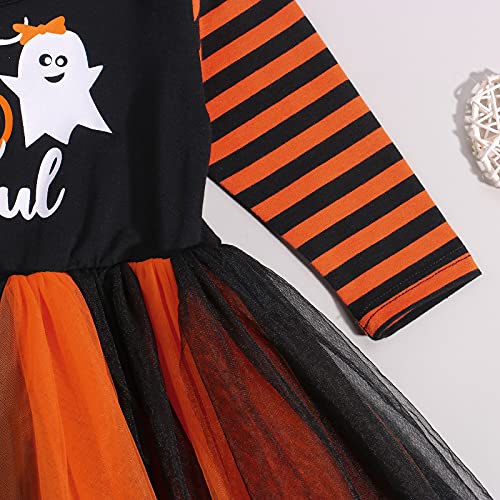 WangsCanis Disfraz de Halloween para niña, disfraz de Halloween para niña, vestido de calabaza, ropa de bebé, Halloween, vestido de princesa., negro B, 2-3 Años