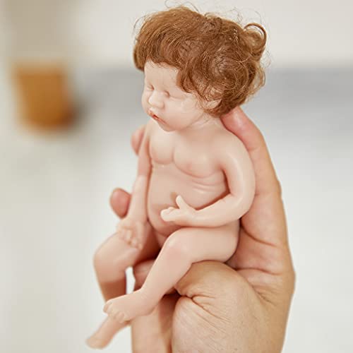 WANMEI - Muñeca renacida de 6 pulgadas, figura en miniatura, juguete de simulación de silicona suave que se ve real con pelo rizado