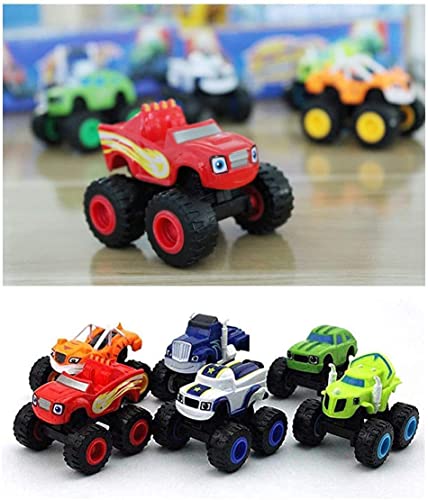 WBDZ 6 Piezas de Juguetes Monster Machine, Monster Cars, Dibujos Animados Seis Tipos de Llamas y Robot Monsters Bigfoot Off-Road Monster Car Niños Die-Casting Toy Machine Gift