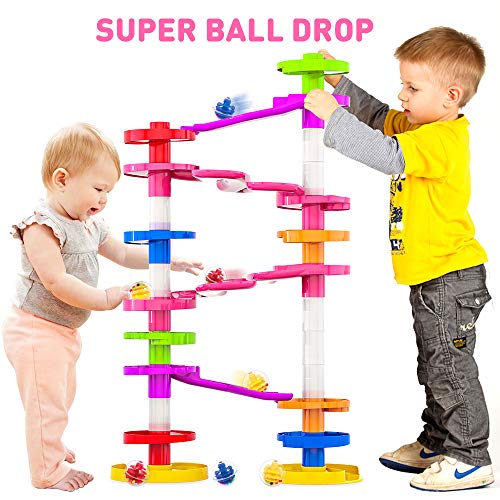 WEofferwhatYOUwant Super Circuito Rampa De Bolas De Colores con Puente Tobogán . Juego Educativo Circuitos para Bebe 10 Meses O Juguetes Bebes 1 Año En Adelante Ball Drop Interactivo