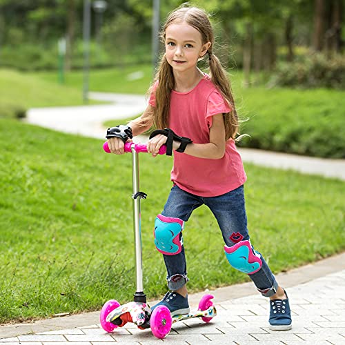 WeSkate Patinete para Niño Niña 3-8 Años Mini Scooter de Tres Ruedas con Luces LED manubrios Ajustables Patinetes para niños